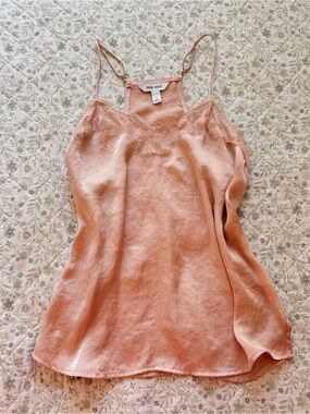 Nine West blush pink satin cami top with lace detailing
